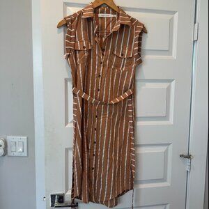 Bishop + Young Orange & White Striped Dress